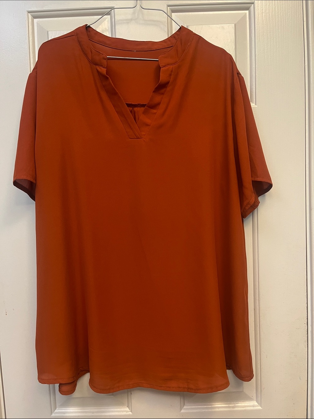 Women's Rust V-Neck Short Sleeve blouse XXL
